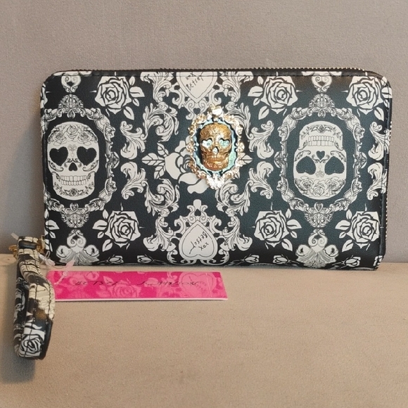 Betsey Johnson Handbags - Betsey Johnson's Skulls Zippy Long Wallet NEW WITH TAGS!  $58 Retail
